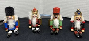 Nutcracker Vintage Wood & Metal  Christmas Napkin Rings Set - Picture 1 of 14