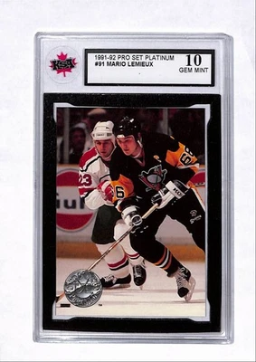 1991-92 Pro Set Platinum Mario Lemieux KSA 10 (Free Shipping $150+) #91 - Image 1 of 2