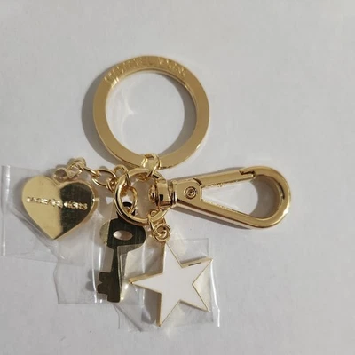 MICHAEL KORS Llavero Corazón Tono Dorado, Estrella Blanca, Llave, NUEVO Foto 1 de 4