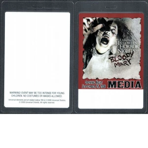 Vintage 2008 Halloween Horror Nights Bloody Mary Media Pass Universal Studios - Picture 1 of 1