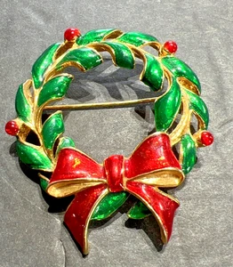 Lote 220 broches prendedores corona de Navidad vintage rojo verde dorado - Imagen 1 de 6