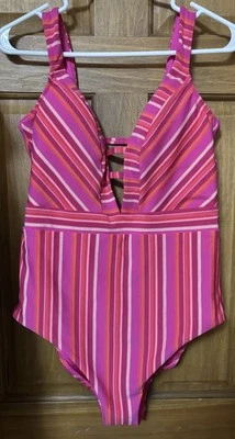 Trina Turk цельный погружения один купальник женский размер 14 разноцветный розовый новый с Ярлыками - Изображение 1 из 4