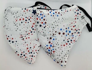 2 Pack- Patriotic Stars on White print handmade facemasks - Picture 1 of 3
