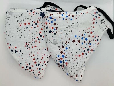 2 Pack- Patriotic Stars on White print handmade facemasks - Image 1 of 3