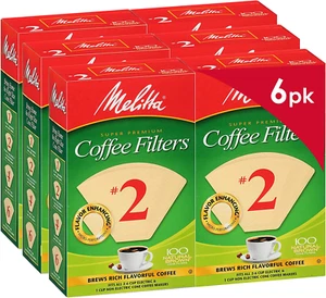 #2 Cone Coffee Filters 100Ct 6Pk Unbleached Natural Brown 600 Total - Picture 1 of 12