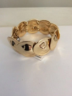 $46 Anne Klein Gold Tone Faceted Large Disk Bracelet AK110 — 第 1/4 张图片