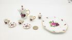 Ensemble de thé artisanal vintage maison de poupée miniature en porcelaine peinte à la main rose 