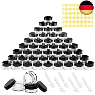 ANRUYI 60 Stück Döschen, 3g 5g 10g Leer Cremedose Tiegel Transparent Tiegel mit S