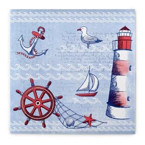 50 Serviette Meeresbrise in Blau aus Linclass® Airlaid 40x40cm - Maritim Anker - Bild 1 von 10