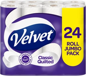 Velvet Classic Quilted Toilet Tissue 24 Rolls - Luxuriously Soft -3-ply - White - Picture 1 of 1