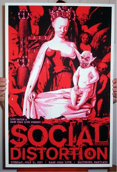 SOCIAL DISTORTION BALTIMORE 2007 CONCERT POSTER TODD SLATER SILKSCREEN ORIGINAL  - Image 1 of 1