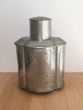Vintage Chinese Pewter Tea Caddy by Hong Kong Pewter Wares - Etched, Lidded