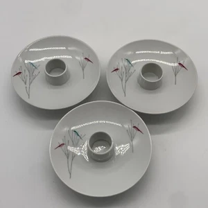 3 Johann Haviland Mid Century Modern Candle Holders Blue Red Birds & Branches - Picture 1 of 7
