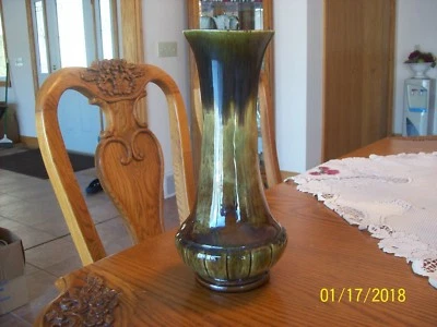 Jarrón Elwill Canadian Alto Vintage Cerámica Arcilla Mármol y Patrón Acanalado #647 Foto 1 de 4