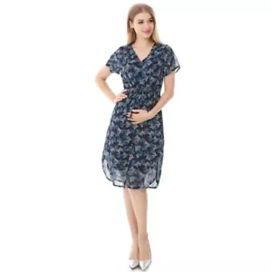 Umstandskleid Stillkleid Chiffon Gr. 40 dunkelblau/weiß NEU - Bild 1 von 5