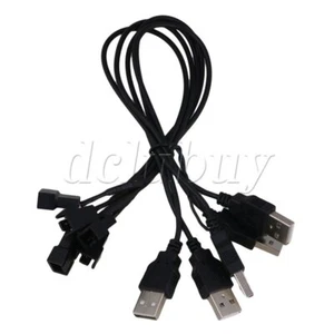 5 x Plastic USB to 3 PIN Adaptor Connector Cable 30cm for PC Fan Black - Afbeelding 1 van 6