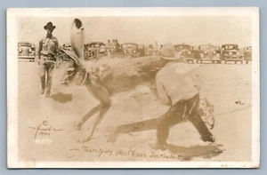 TEAMBINDUNG WEST TEXAS ÜBERTRIEBEN JACKRABBIT ANTIKE ECHTFOTO-POSTKARTE RPPC - Bild 1 von 2