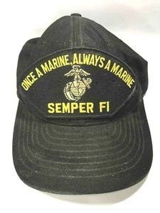 Vintage Semper F1 Marine Army Black Snapback Cap Hat USA Made Eagle Crest - Picture 1 of 4