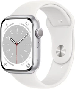 Apple Watch Series 8 (GPS) 41MM Silver Aluminum Case White Sport Band - Picture 1 of 3