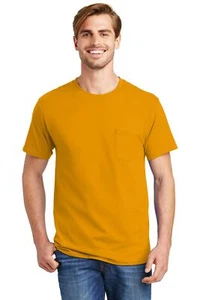 Pack Of 3 Hanes 5590 Mens Short Sleeve Authentic 100% Cotton T-Shirt with Pocket - Picture 1 of 13