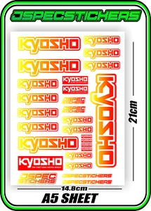 KYOSHO RC RACING CUSTOM STICKER SHEET A5 MINI Z BUGGY CAR ELEC DRONE YEL/RED W - Picture 1 of 9