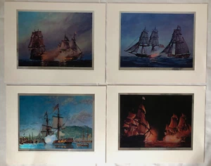 Vintage Foil Etched Duck Retro Art Matted Navy Frigate Drake Yarmouth Lot of 4 - Picture 1 of 6