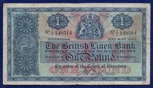British Linen Bank 1941 One Pound, £1 Banknote (Ref. b1614) - Picture 1 of 2