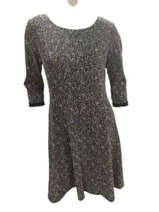 Just Taylor Size 8 Black White Glitter Fringe Sleeve Trim Dress Flattering M L - Picture 1 of 8