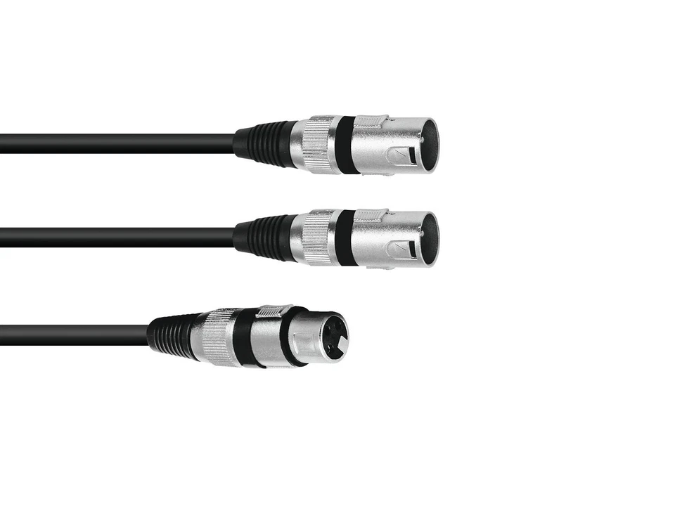Cable adaptador Omnitronic XLR (hembra) - 2x XLR (macho), 3,0 m sw - cable Y/dividido