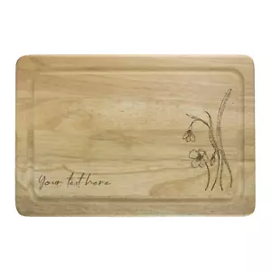 Snow Drop Engraved Wooden Chopping Board Serving Cheese Birthday Christmas Gift - Picture 1 of 4