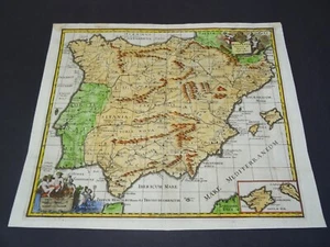 Antique Map of Spain and Portugal by Philipp Cluver 1697 - Picture 1 of 5