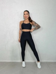Schwarze High Waist Legging / Active Wear Damen / Soft Touch S, M, L - Bild 1 von 3