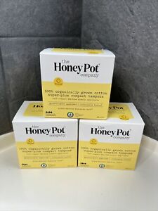 The Honey Pot Organic Compact Tampons 3 Box Lot (48 Tampons Total) Super Plus