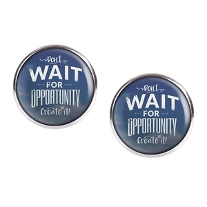 Mylery Stud Earrings Pair Motif Motivated Saying Dont Wait For Opportunity Cre - Picture 1 of 6