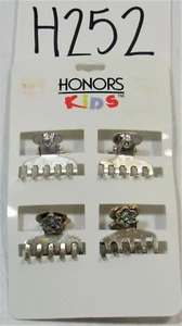 Girl's Metal Hair Jaw Claw Clips Glitter Hearts & Flowers New Vintage - Picture 1 of 4