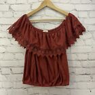 Paper And Tee Boho Hippie Peasant Top Blouse Off Shoulder Womens Sz L 
