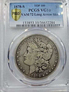 1878-S VAM 72 Long Arrow Shaft Morgan PCGS VG10 True View Gold Shield 🛡. - Picture 1 of 4