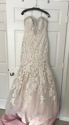 Vestido de novia Allure 9266 talla 12 champán sirena cuentas nuevo con etiquetas  Foto 1 de 4