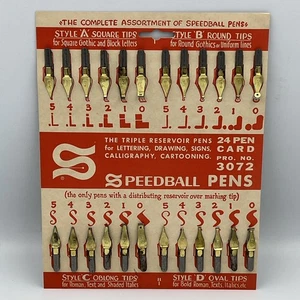 Vintage Speedball Triple Reservoir Kalligraphie Stift Federn 24 Komplettsatz - Bild 1 von 6