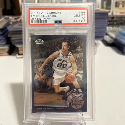 2002-03 Topps Chrome Manu Ginobili #124 Argentinian Text PSA 10 Rookie Card RC - Image 1 of 4
