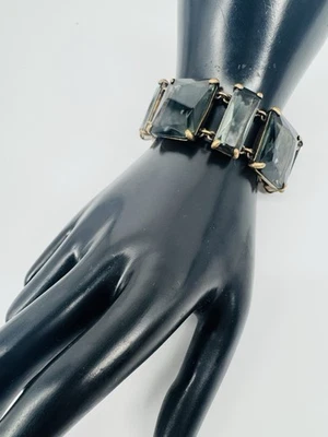 Винтажный J. Crew коренастый граненое стекло латуни тон заявление браслет дым подписанный 7» - Изображение 1 из 4