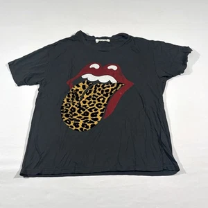 DayDreamer Free People T-Shirt Rolling Stones Cheetah Print Cotton Modal Sz S - Picture 1 of 10