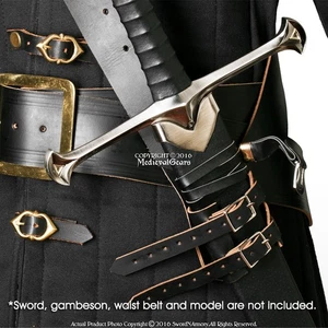 Echt Leder Kreuz Schulter Schwert Gürtel Frosch Aufhänger Baldric Mittelalter Kostüm - Bild 1 von 5