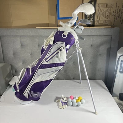 Tour X Size 3 Purple 5 pc Jr Kids Junior Golf Set w Stand Bag Gloves & Extras - Image 1 of 4