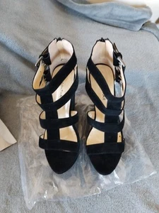 Black Suede Wedge Heels Koi Couture Size UK 6 - Picture 1 of 6