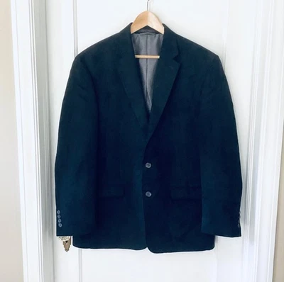 Chaps Blazer Mens 44R Black Suede 2 Button Sport Coat Jacket Office Career Event - Image 1 of 4