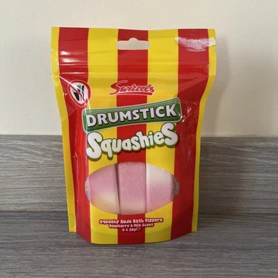 Swizzles - Drumstick Squashies - 6x Bath Fizzers - Raspberry & Milk Scent - New - Image 1 of 4