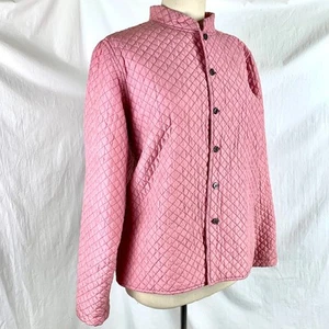 Vintage Kiko Comfort Quilted Silk  Jacket M Dusty Rose Pink Nehru Collar Buttons - Picture 1 of 12