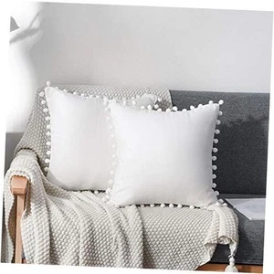 Set of 2 Decorative Throw Pillow Covers with 0.7" x 0.7" (Pack of 2) White - Picture 1 of 8