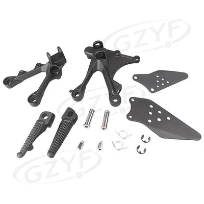 Abrasive Rearset Footrest Assembly Kit For Kawasaki Ninja ZX6R 2005-2008 Black - Image 1 of 4